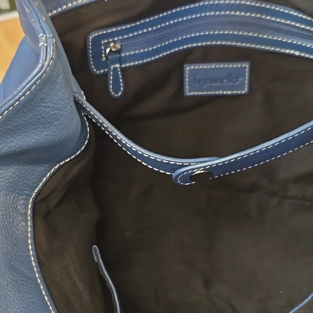 TIGNANELLO Blue Leather Handbag with Charm Soft As Butter!!! - Picture 4 of 6